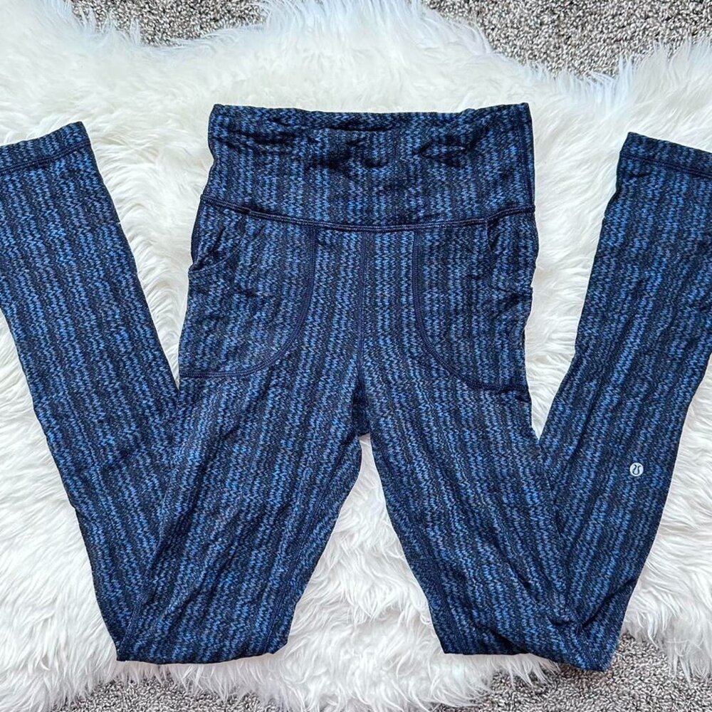 Lululemon blue and navy striped leggings